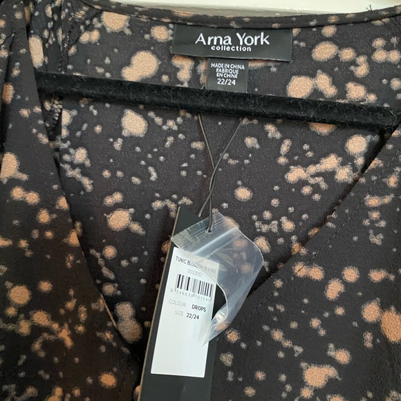 Arna York collection size 22/24 tunic. Black and tan splatter pattern nwt - Picture 7 of 9